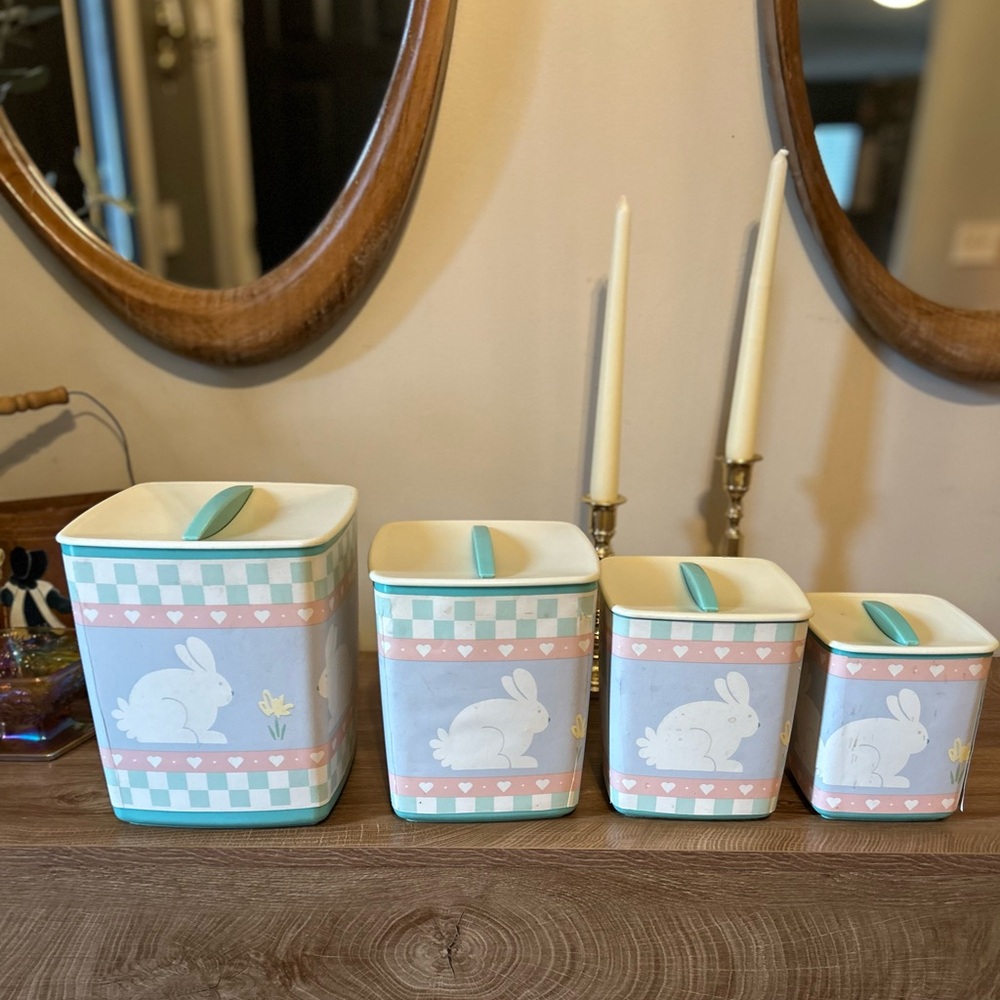 Vintage Rubbermaid Pastel Bunny Canister Set